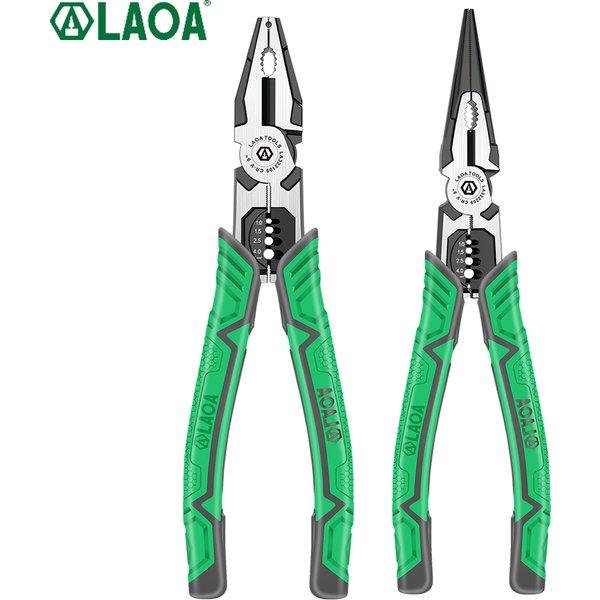 LAOA Multifunktions-Kombizange 9 Zoll CR-V Spitzzange Exzentrische Kraftsparende Zange Drahtschneiden und Abisolieren