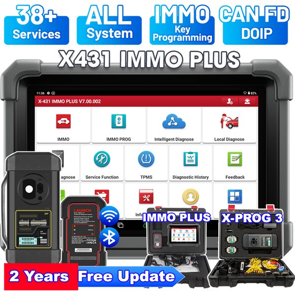 LAUNCH X431 IMMO Plus X-PROG 3 Schlüsselprogrammierung Alle Systeme 38 Reset-Funktionen Auto OBD2 Diagnosegeräte Diebstahlschutz-Programmierung EUC-Codierung CAN FD Aktiver Test Bidirektionale