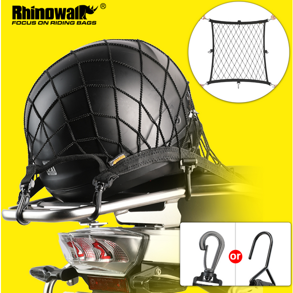 Rhinowalk Motorrad-Gepäck-Helmnetz, Netz, universeller Motor, elastischer Helmhalter, Aufbewahrungsnetz mit 8 Kunststoff-/Metallhaken