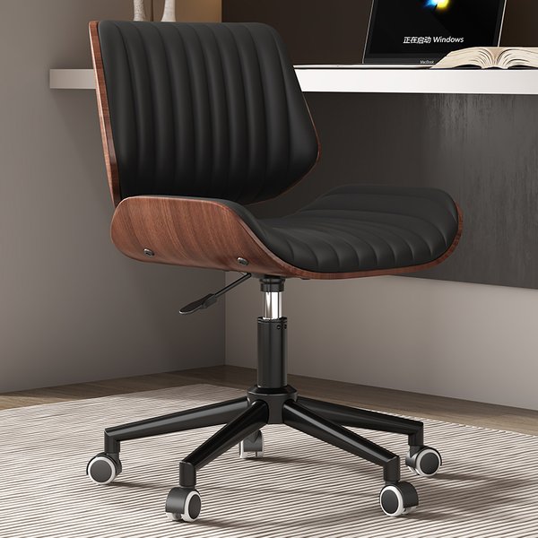 Chaise d'ordinateur en bois massif italien, chaise de bureau de luxe légère, chaise de bureau, matériau en cuir véritable, haute qualité, style designer