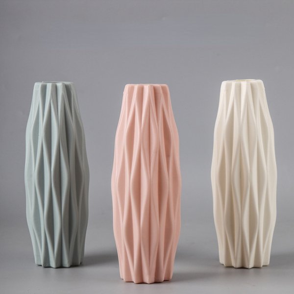 Moderne Vase Weiß Rosa Blau Kunststoff Vase Blumenkorb Blumentopf Nordic Böhmischen Stil Wohnkultur Ornament Blumenarrangement