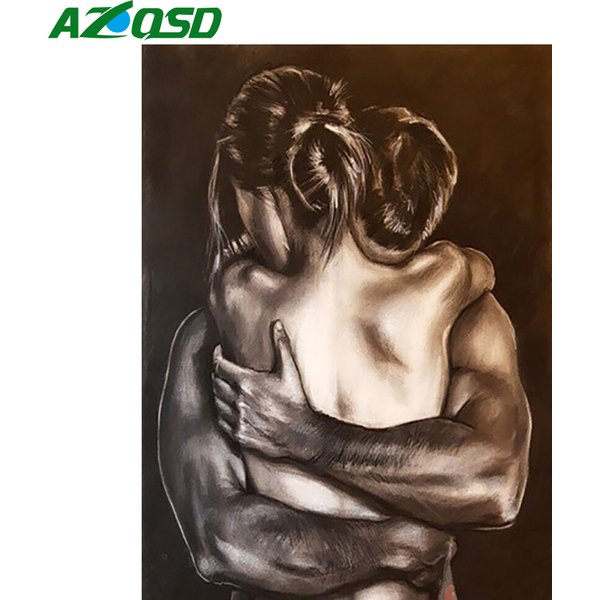 AZQSD-Analyste de point de croix de peinture de diamant 5D, broderie de biscuits, broderie de couple, étreinte d'amoureux, perceuse carrée ou ronde complète, décoration d'intérieur, bricolage