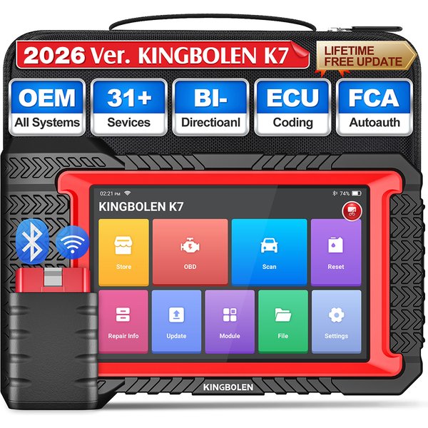 【Kostenlose Updates】 Neues KINGBOLEN K7 2026 Diagnosegerät für Autos, CANFD OBD2 Scanner, ECU-Codierung aller Systeme, Zwei-Wege-Scanning, 28 Reset-Funktionen