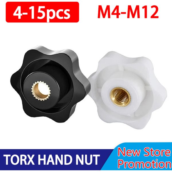 4-15 stücke M4 M5 M6 M8 M10 M12 Daumen Knopf Mutter Schwarz Weiß Spann Griff Pflaume Gewinde Hand mechanische Manuelle Straffen Stern Muttern