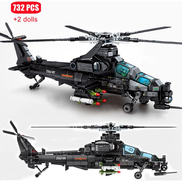 SEMBO 732PCS Militär Hubschrauber Z-10 Modell Bausteine Stadt SWAT Bewaffneten Flugzeug Gunship Ziegel Spielzeug Für Jungen Geburtstag Geschenke