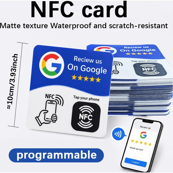Programmierbarer, strukturierter, wasserdichter und verschleißfester selbstklebender NFC-Aufkleber NFC215 13,56 MHz, Durchmesser ≈10 cm. Google-Bewertung