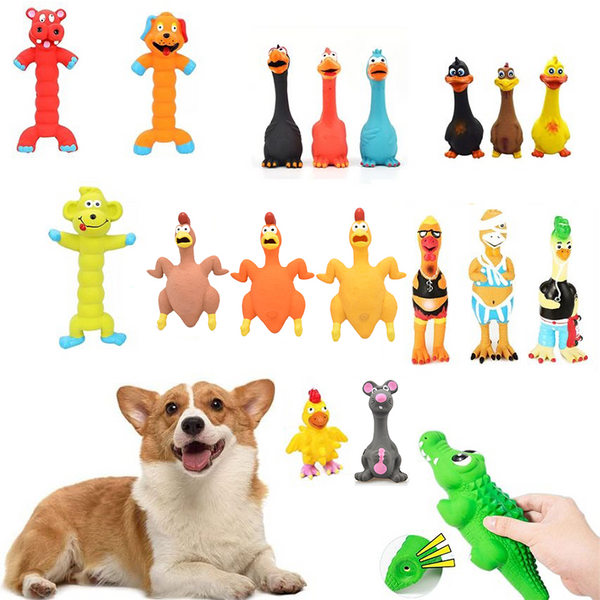 Squeaky Dog Rubber Toys Dog Latex Chew Toy Chicken Animal Bite Resistant Puppy Sound Toy Dog Supplies For Small Medium Large Dog