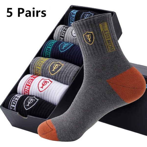 5 paires de chaussettes de sport pour hommes, printemps et automne, loisirs d'été, absorbant la sueur, confortables, fines et respirantes, basket-ball Meias EU 38-43