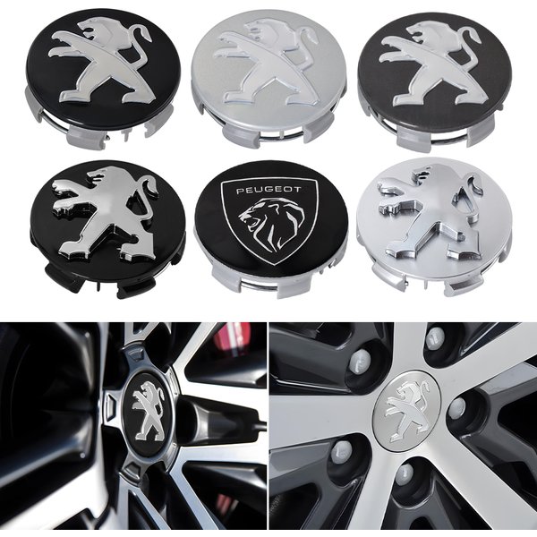 4er-Set 60mm Radnabenkappen-Abdeckungen für Peugeot 206 3008 308 307 2008 508 408 5008 301 2009 307 106 407 208 207 107