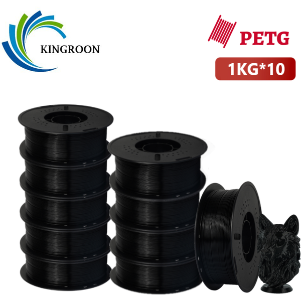 Filament PETG KINGROON 10KG 1,75 mm, vente en gros, 10 rouleaux, matière plastique PETG, enroulement soigné, consommables pour imprimante 3D