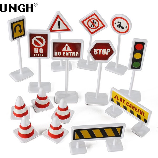15 Teile/satz Kleinkind Mini Verkehrszeichen Modell Spielzeug Straße Block Kinder Sicherheit Bildung Kinder Puzzle Verkehrs Spielzeug Jungen Mädchen Geschenke