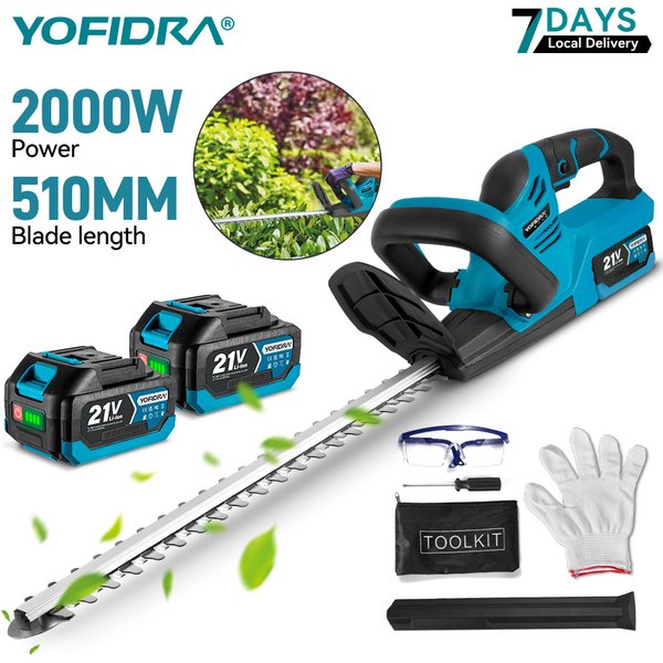 YOFIDRA 510MM Kabelloser Elektrischer Heckentrimmer 2000W 15000RPM Astsäge Rasenmäher Garten-Trimmer Elektrowerkzeuge für Makita-Akku