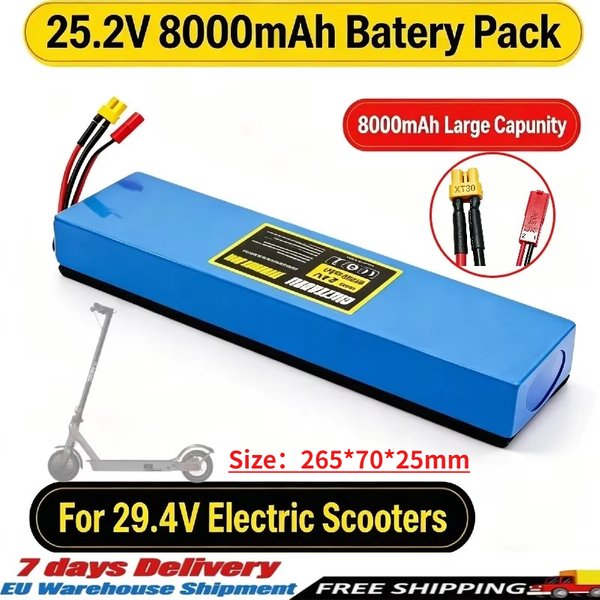 Batterie rechargeable Li-ion 7S2P 25,2V à haute capacité 8000mAh, avec module de batterie au lithium et protection de sécurité intégrée, pièce de rechange idéale compatible avec les trottinettes