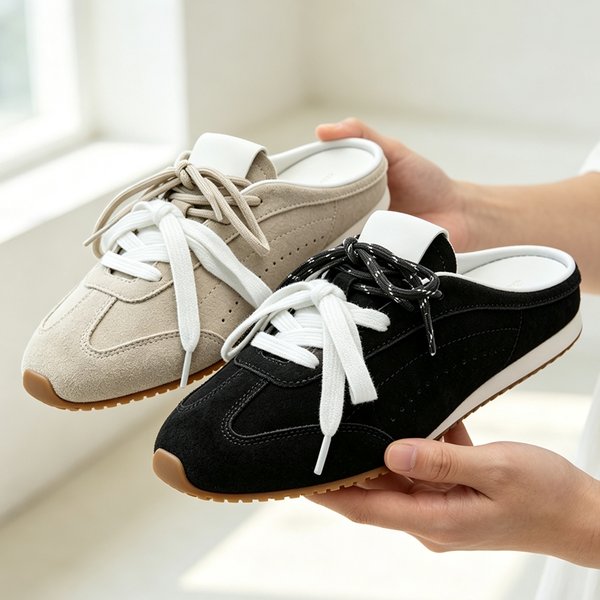 AIYUQI – pantoufles en cuir véritable pour femmes, chaussures plates à bout fermé avec pompon, grande taille, chaussures à enfiler, mules pour femmes, nouvelle collection 2026
