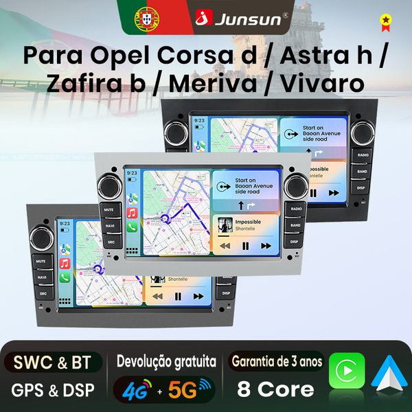 Autoradio Android 7 pouces Junsun, CarPlay sans fil, Android Auto, stéréo pour Opel Vauxhall Astra H G J Zafira B Corsa C Antara Vectra Vivaro Meriva Combo Signum Tigra TwinTop, WiFi, GPS, Navi, SWC,