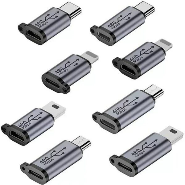 Adapter USB Type-C (1-8 szt.) Konwerter Type C na IOS/Micro/Mini USB (żeński na męski) do ładowania i synchronizacji danych dla Xiaomi Samsung