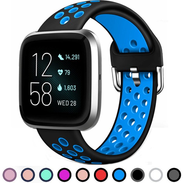 Silikon-Uhrenarmband für Fitbit Versa 2/Fitbit Versa/Versa Lite/Versa Special Edition, atmungsaktives Sport-Ersatzuhrenarmband