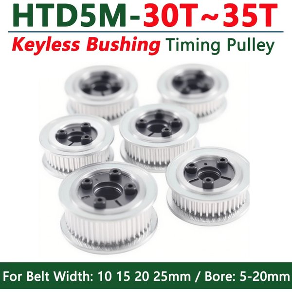 1 Stück 30T-35T Riemenbreite 10/15/20/25 mm HTD 5M Expansionshülse Synchronrad Keyless Buchse Zahnriemenscheibe Bohrung 5-20 mm