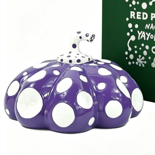 Lot de 2 sculptures de citrouille à pois en résine, grande taille, style Art Moderne - Figurine de citrouille Pop Art pour la décoration intérieure