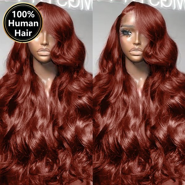 Reddish Brown 13x4 13x6 Lace Front Wigs Human Hair Pre Plucked 200% Density Body Wave Colored Human Hair Lace Frontal Human Wig