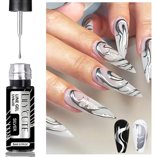 LILYCUTE 5ml vernis Gel métallique peinture Liner Super brillant or argent miroir Gel vernis à ongles lignes Semi permanentes ongles français