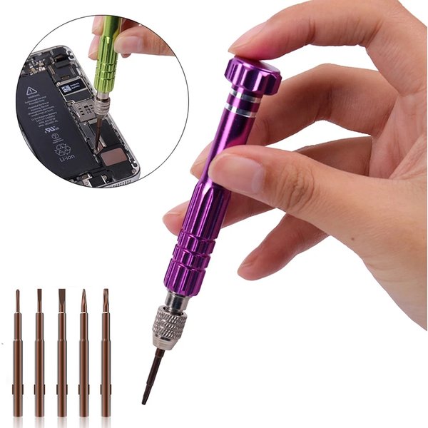 5-in-1 Aluminum Mobile Phone Open Repair Tools, for iPhone Samsung Screwdriver Screw driver DIY Alloy Mini Screwdriver Kit Tools