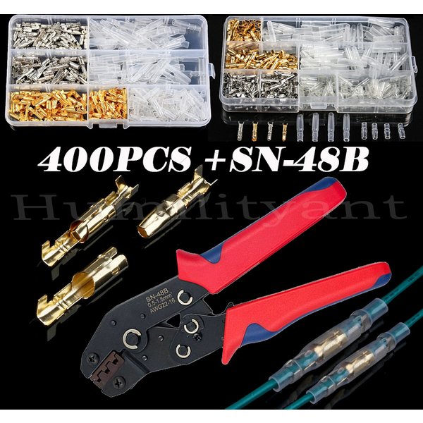 Connecteur de bornes à balle, connecteurs mâles et femelles isolés, étanches, borne à sertir avec 1 pince à sertir 400, SN-48B pièces