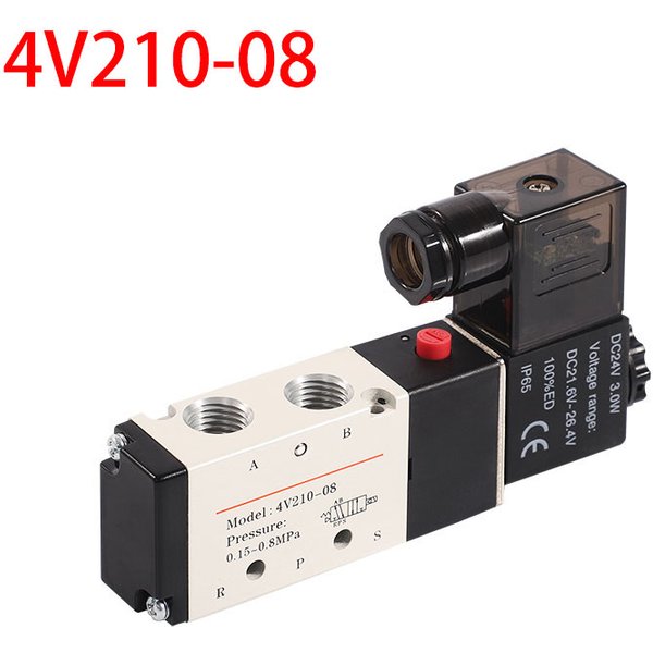 Électrovanne électrique pneumatique 5 voies 2 positions contrôle vanne magnétique Air gaz 4V210-08 12V 24V 220V bobine Volt