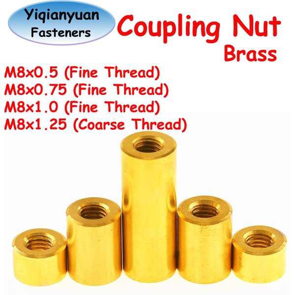 Yiqianyuan M8 entretoise ronde en laiton manchon de couplage étendu goujons en cuivre L = 5mm à 100mm OD = 13mm fil grossier/filet fin