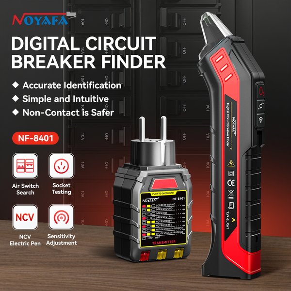 NOYAFA NF-8401 Détecteur automatique de disjoncteurs 220V Testeur de commutateurs de circuit Testeur de prises de fusibles Outil de diagnostic pour électriciens