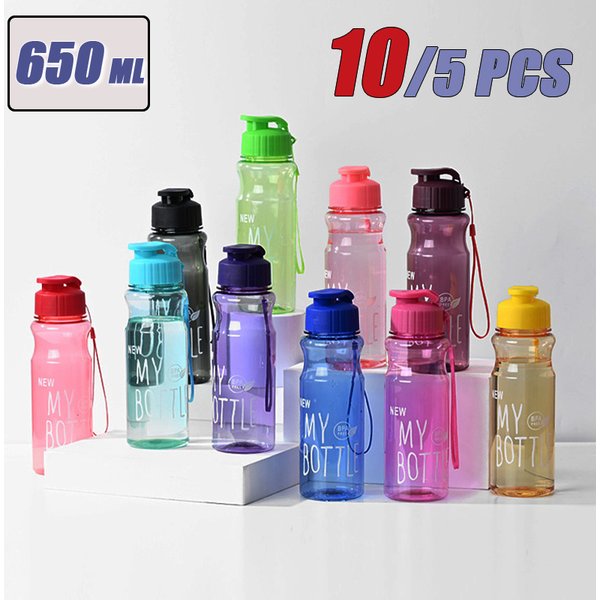 650ml transparente und tragbare auslaufs ichere Shaker Sport wasser flasche mit Deckel für Schul gymnastik Reise Mädchen Junge bpa kostenlos