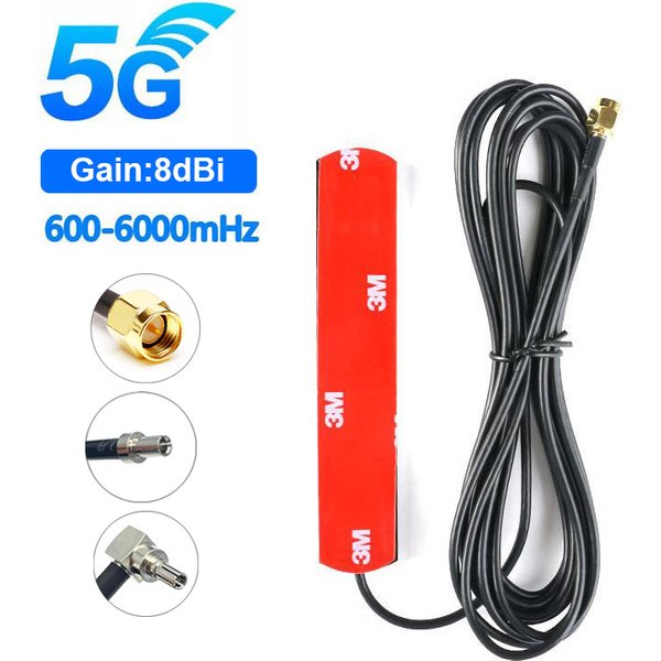 GSM 3G 4G 5G Patch Antenna 600-6000MHz 8dBi SMA Male TS9 CRC9 Connector 3M Extension Cable for Wifi Router IP / PC / Camera