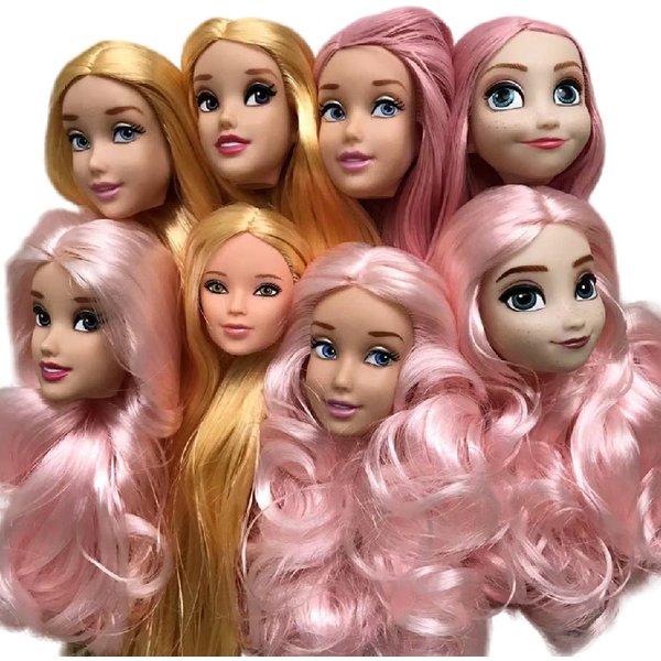 1/6 Doll Head Toys DIY Toy Rare Face Doll Parts Colorful Hair Doll Accessories Brown White Beige Skin Doll Heads Figures