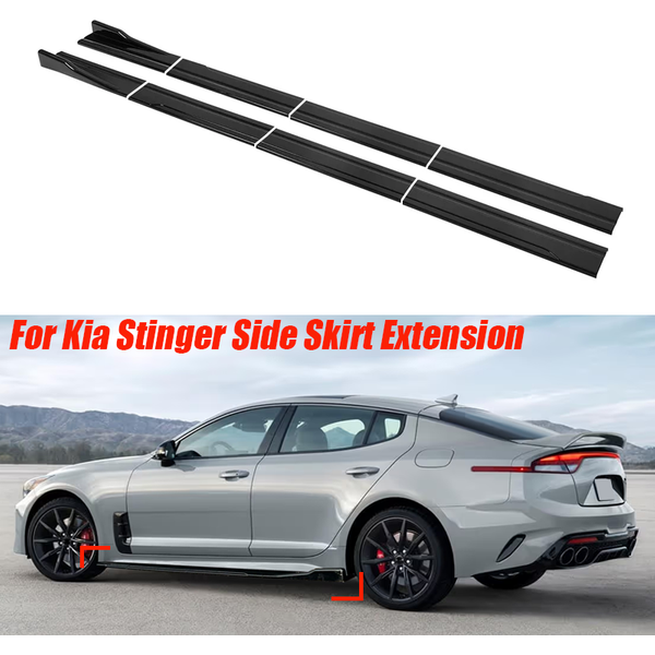 Accessoires pour KIA Stinger 2018+ : Extensions de jupes latérales, séparateurs de bas de caisse, 8 pièces en ABS noir brillant