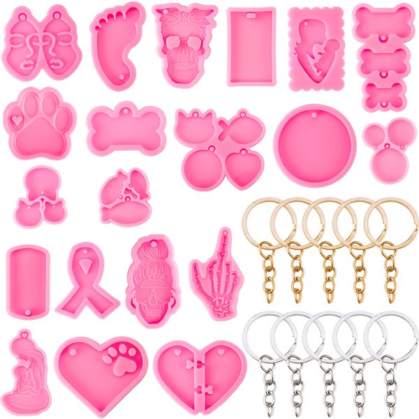Moules en résine imprimé patte de chien, porte-clés en forme de cœur, moules en Silicone pour porte-clés, pendentif, fabrication de résine époxy, bijoux artisanaux, bricolage