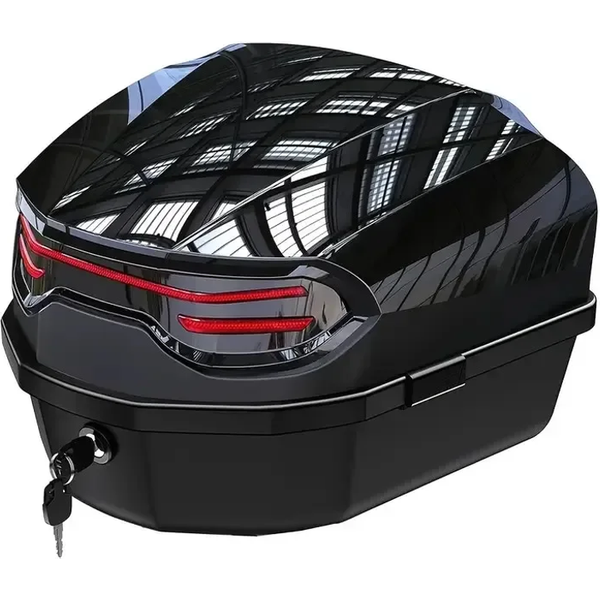 1 boîte de rangement supérieure pour moto de 35 L, coffre de moto en ABS résistant à l'usure avec serrure, accessoires pour moto, casque de moto