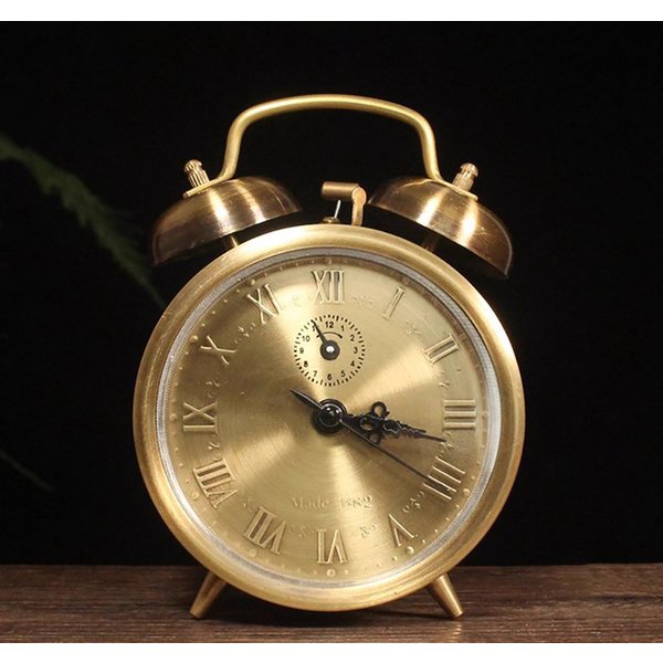 Solid Brass Vintage Style Mechanical Key-Wind Alarm Clock