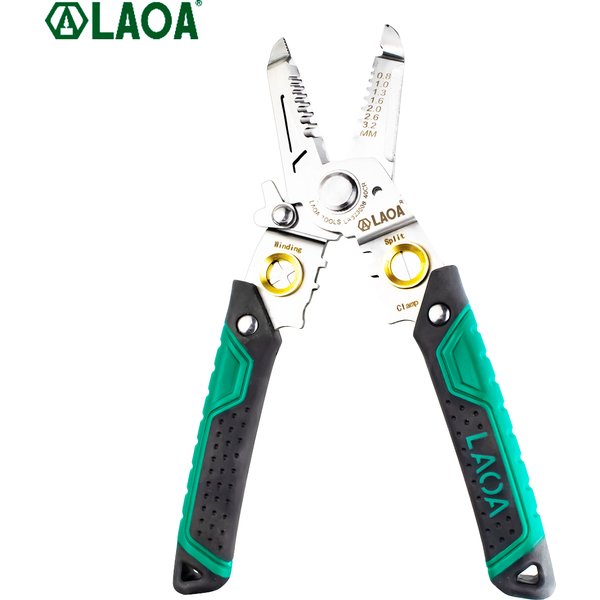 LAOA Wire Stripper 8 In 1 Peeling Wire Cutter Cable Cutter Wire Crimping Pliers Clamper Splitting Winding Electrician Tool