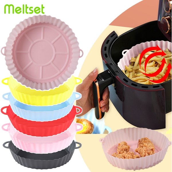 Silikon Luft Friteuse Liner Runde Airfryer Ofen Backen Trays für Pizza Huhn Backen Matte Reusable Air Friteuse Korb Pizza Grill pan
