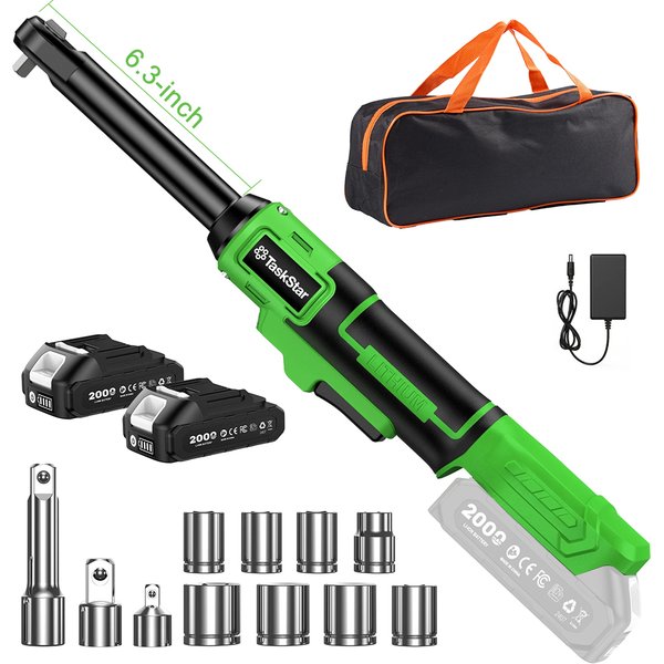 TaskStar 21V Akku-Ratschenschlüssel-Set, 3/8" Antrieb, 320 U/min, wiederaufladbarer Elektroschrauber mit variabler Geschwindigkeit und 6,3" Verlängerungsstange, Autoreparaturwerkzeuge für Makita 18V