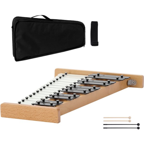 SucceBuy Glockenspiel Xylophon 27 Töne Xylophon Schlaginstrument mit Metalltasten Inklusive 4 Schlägeln für den Musikunterricht