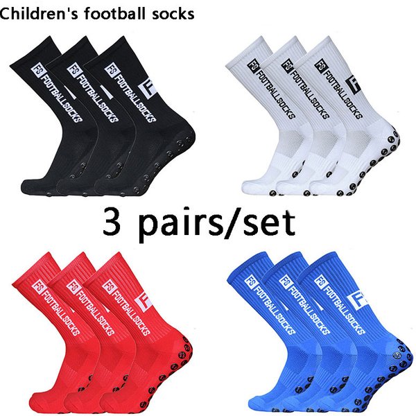3 paires de chaussettes de football respirantes pour enfants et jeunes, chaussettes de sport antidérapantes en silicone carré, tailles 34-39, nouvelle collection