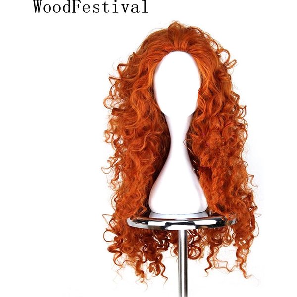 Perruques de Costume cheveux synthétiques fête perruque Orange perruques bouclées pour femmes Anime Cosplay perruque longue fille Halloween femme film courageux