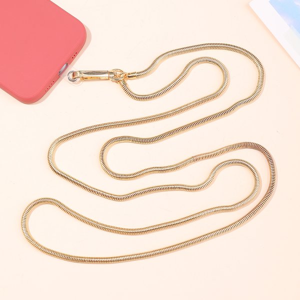 Chaîne en or, boucle à clip en cuir blanc, longue sangle de téléphone croisée diagonale avec carte