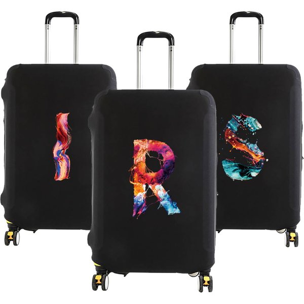 Juste de protection pour bagages, peinture à la mode, série 26 lettres, motif de valise, sacs à poussière élastiques, étui, accessoires de voyage, 18-28 po