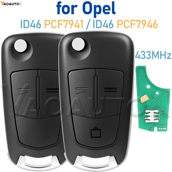 Kluczyk zdalnego sterowania typu flip 433Mhz do Opel Vauxhall Astra H Zafira B Corsa D Vectra C Signum, chip ID46 PCF7941/7946, bateria, bez logo