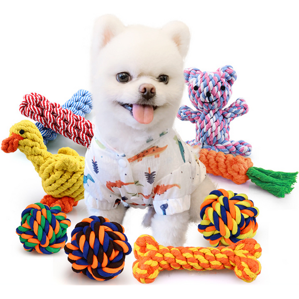 1pcs Bite Resistant Pet Dog Chew Toys for Small Dogs Cleaning Teeth Puppy Cat Dogs Rope Knot Ball Toy Playing animal Accessories