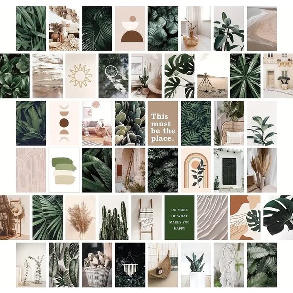 50 Stück 4 x 6 Zoll botanische Wandcollage-Set, ästhetische Bilder, Schlafzimmer-Dekoration für Teenager-Mädchen, Foto-Collage-Set, Wandkunst, Raumdekoration