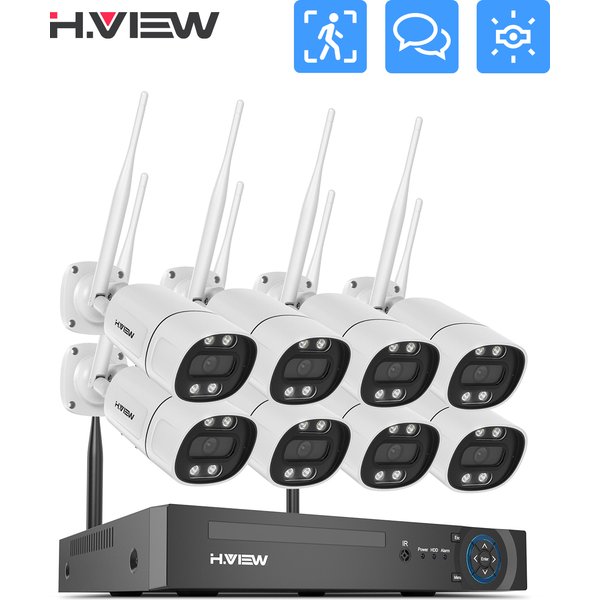 H.view 8CH 5mp Drahtlose Wifi Kamera Sicherheit System CCTV Kamera Video Überwachung Kit NVR Indoor Outdoor Zwei-Wege audio Xmeye