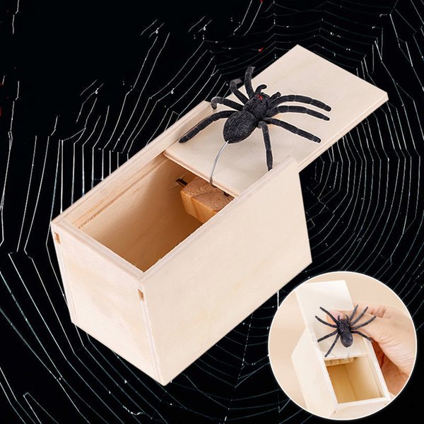 Boîte d'araignée effrayante en bois pour enfants et adultes, faveurs de fête d'Halloween, cadeaux drôles, jeux de paquet cadeau surprise, bureau, 2 boîtes